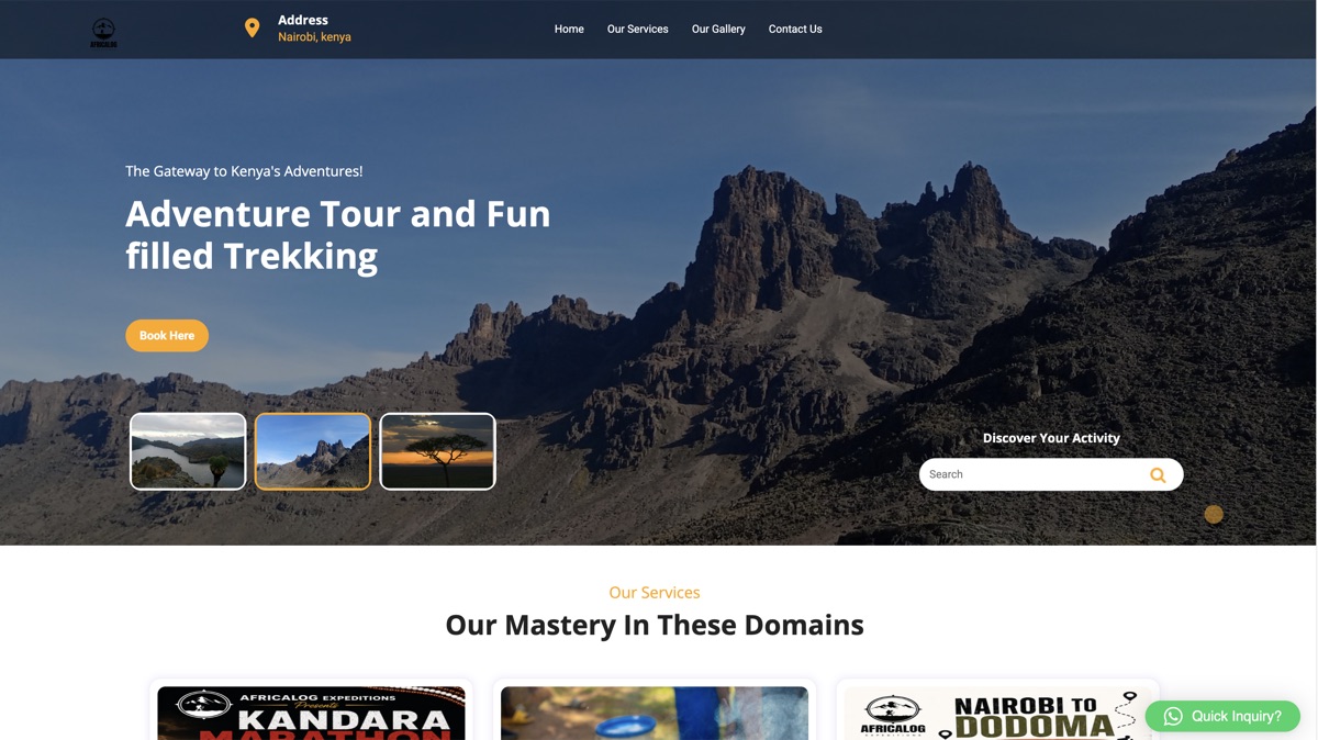 Africa Log Expeditions website screenshot