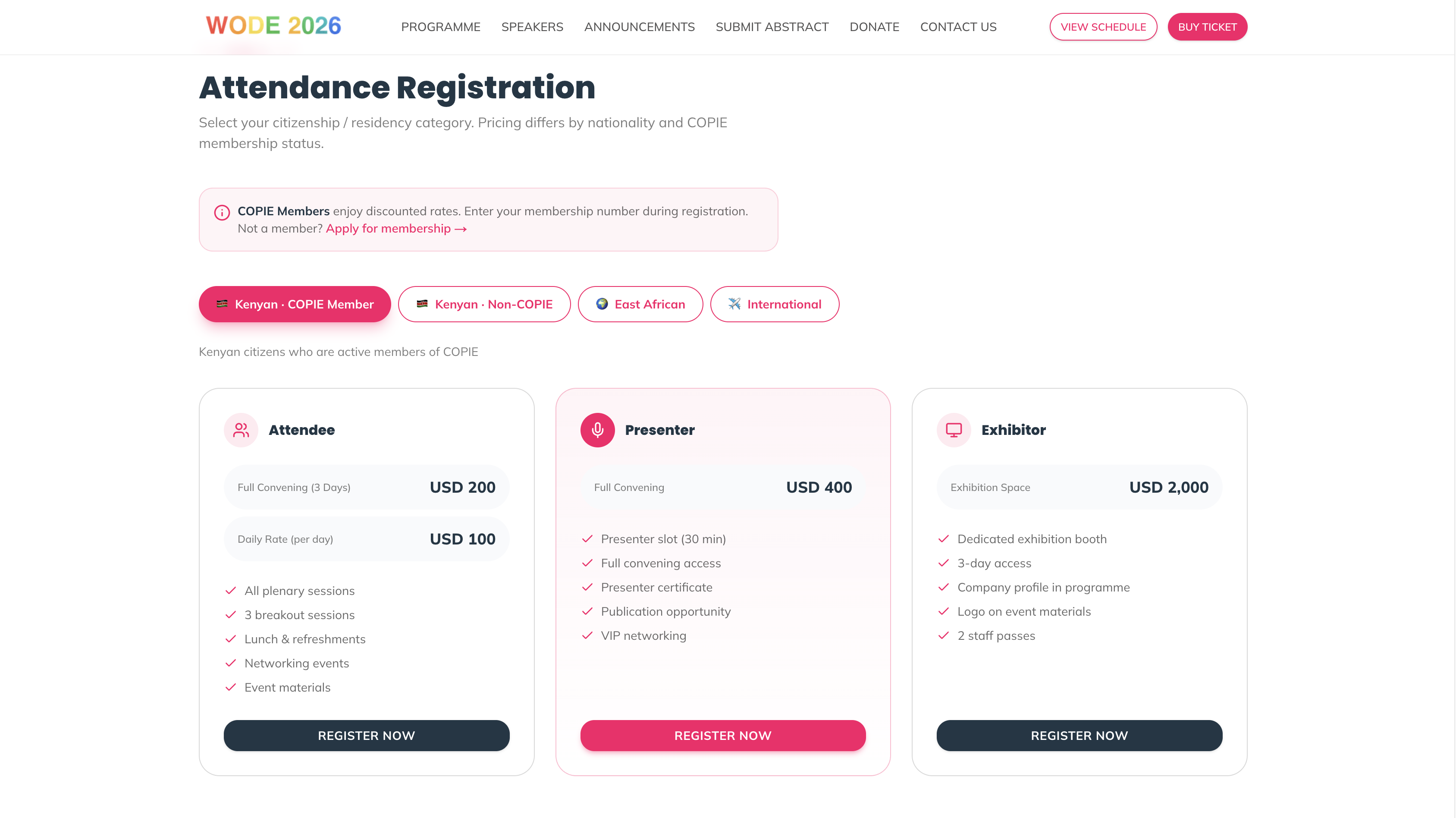 WODE 2026 Convening website screenshot